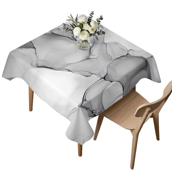 Waterproof Tablecloth Modern Natural Marble Gradient Art Square Table Cloth 54x54in,Wipeable Washable Table Cover Abstract Stone Gray White Tablecloths for Dining Tables Kitchen Picnic Ourdoor