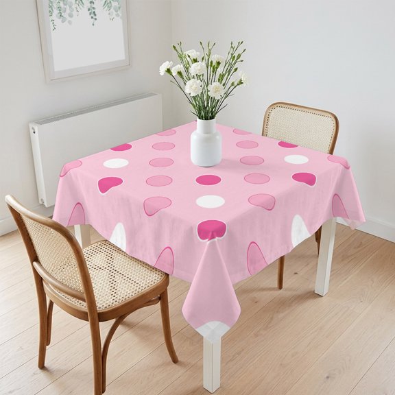 Waterproof Tablecloth Modern Pink White Polka Dot Square Table Cloth 60x60in,Wipeable Washable Table Cover Minimalist Geometric Art Tablecloths for Dining Tables Kitchen Picnic Camping Outdoor Party