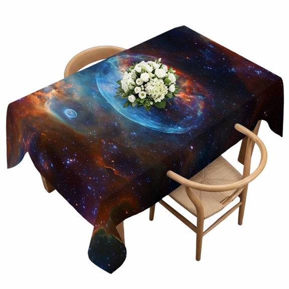 Waterproof Tablecloth Mysterious Planet Outer Space Rectangle Table Cloth 60x120in,Wipeable Washable Table Cover Modern Abstract Art Tablecloths for Dining Tables Kitchen Picnic Camping Ourdoor