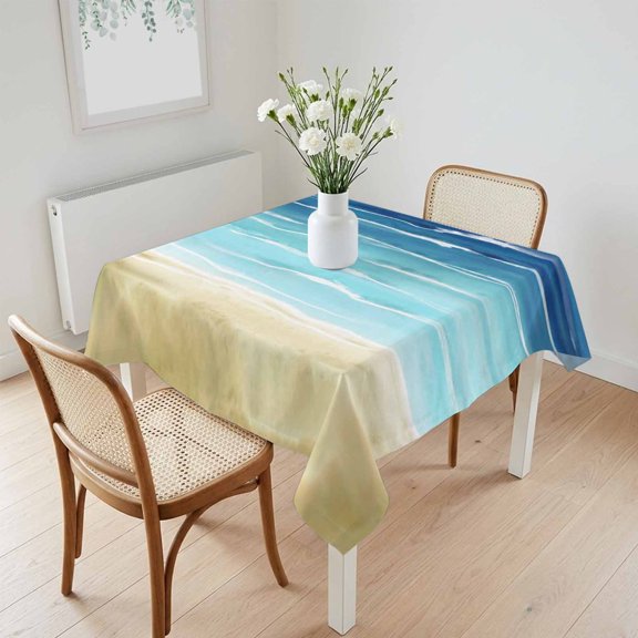 Waterproof Tablecloth Navy Blue Gradient Water Ripple Square Table Cloth 60x60in,Wipeable Washable Table Cover Summer Ocean Theme Tablecloths for Dining Tables Kitchen Picnic Camping Ourdoor Party