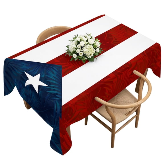Waterproof Tablecloth Puerto Rico Stars and Stripes Flag Rectangle Table Cloth 60x120in,Wipeable Washable Table Cover Palm Leaves Texture Tablecloths for Dining Tables Kitchen Picnic Ourdoor