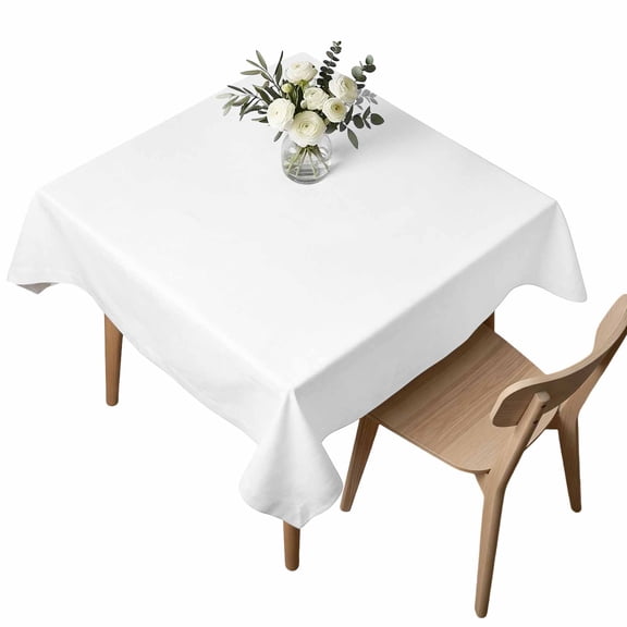 Waterproof Tablecloth Pure White Square Table Cloth 54x54in,Wipeable Washable Table Cover Monochrome Plain Single Bright Color Tablecloths for Dining Tables Kitchen Picnic Camping Ourdoor Party
