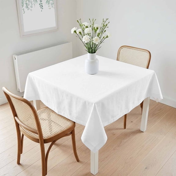 Waterproof Tablecloth Pure White Square Table Cloth 60x60in,Wipeable Washable Table Cover Monochrome Plain Single Bright Color Tablecloths for Dining Tables Kitchen Picnic Camping Ourdoor Party