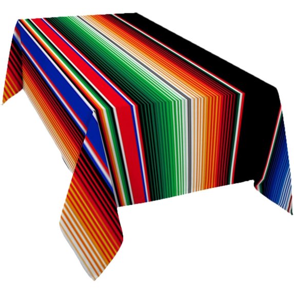 Waterproof Tablecloth Rectangle Washable Table Cloths Mexican Colorful Stripes Oil Proof Table Cover for Kitchen Dining/Party/Holiday/Wedding Tabletop Decor Modern Colors Abstract Line Art 60x120in