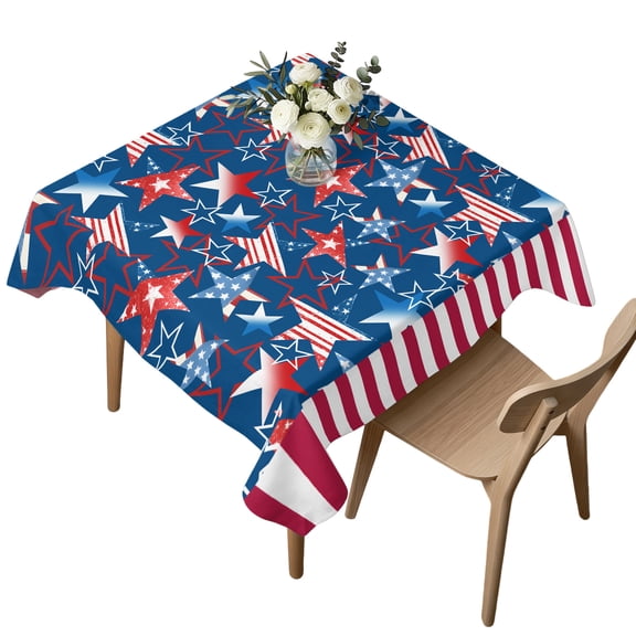 Waterproof Tablecloth Red Stars Stripes Independence Day Square Table Cloth 54x54in,Wipeable Washable Table Cover Patriotic USA Flag Tablecloths for Dining Tables Kitchen Picnic Camping Ourdoor