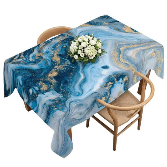 Waterproof Tablecloth Retro Abstract Blue Marble Stone Rectangle Table Cloth 60x120in,Wipeable Washable Table Cover Modern Liquid Texture Tablecloths for Dining Tables Kitchen Picnic Ourdoor