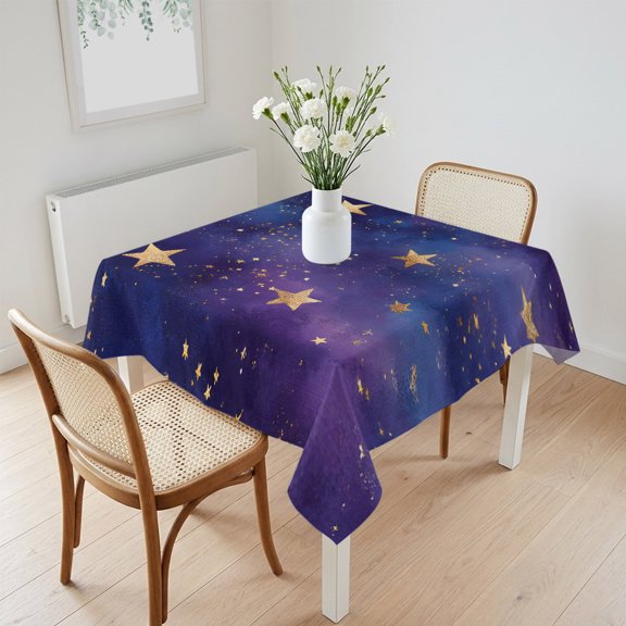 Waterproof Tablecloth Retro Dream Star on Purple Square Table Cloth 60x60in,Wipeable Washable Table Cover Romantic Starry Sky Tablecloths for Dining Tables Kitchen Picnic Camping Ourdoor Party