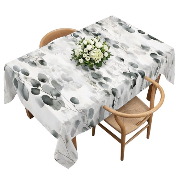 Waterproof Tablecloth Retro Eucalyptus Leaves Rectangle Table Cloth 60x120in,Wipeable Washable Table Cover Grey Tablecloths for Dining Tables Kitchen Picnic Camping Ourdoor Party