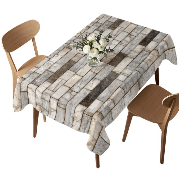 Waterproof Tablecloth Retro Marble Texture Pattern Rectangle Table Cloth 52x70in,Wipeable Washable Table Cover Farm Stone Brick Decoration Tablecloths for Dining Tables Kitchen Picnic Ourdoor