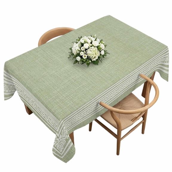 Waterproof Tablecloth Sage Green Linen Burlap Key Rectangle Table Cloth 60x120in,Wipeable Washable Table Cover Abstract Greek Inspired Texture Tablecloths for Dining Tables Kitchen Picnic Ourdoor
