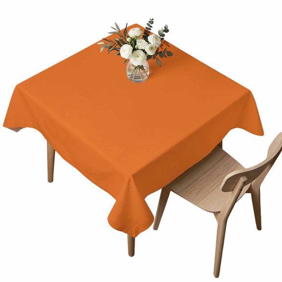 Waterproof Tablecloth Solid Art Minimalist Pure Orange Square Table Cloth 54x54in,Wipeable Washable Table Cover Plain Single Bright Color Tablecloths for Dining Tables Kitchen Picnic Ourdoor