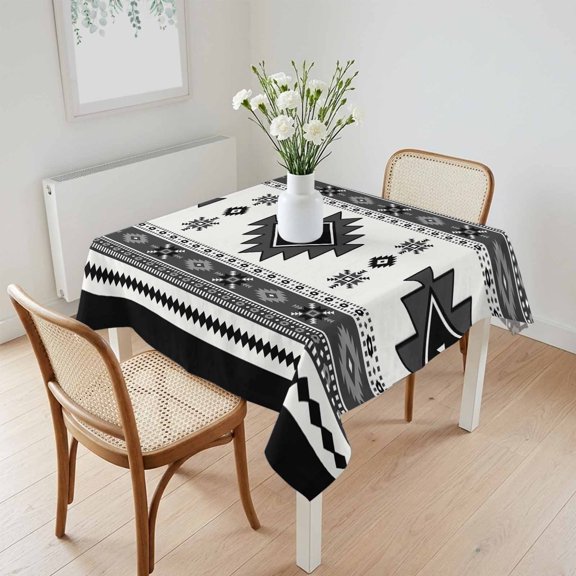 Waterproof Tablecloth Southwestern Aztec Vintage Geometric Square Table Cloth 60x60in,Wipeable Washable Table Cover Ethnic Tribal Gray Theme Tablecloths for Dining Tables Kitchen Picnic Ourdoor