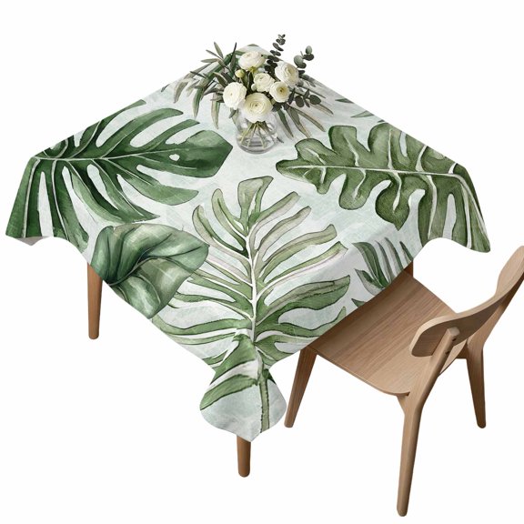 Waterproof Tablecloth Summer Tropical Sun-kissed Foliage Square Table Cloth 54x54in,Wipeable Washable Table Cover Palm Leaves Tablecloths for Dining Tables Kitchen Picnic Camping Outdoor Party