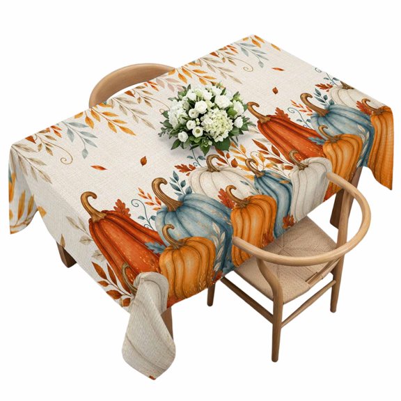 Waterproof Tablecloth Thanksgiving Pumpkin Fall Maple Leaf Rectangle Table Cloth 60x120in,Wipeable Washable Table Cover Retro Linen Tablecloths for Dining Tables Kitchen Picnic Camping Outdoor Party