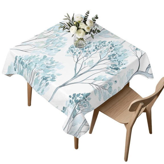 Waterproof Tablecloth Tree Leave Trunk Nature Square Table Cloth 54x54in,Wipeable Washable Table Cover Pale Blue Tablecloths for Dining Tables Kitchen Picnic Camping Ourdoor Party