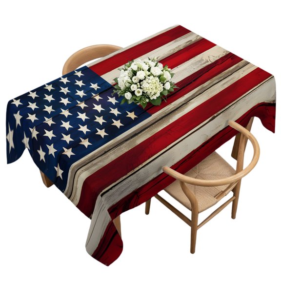 Waterproof Tablecloth USA Flag Independence Day Rectangle Table Cloth 60x120in,Wipeable Washable Table Cover 4th of July Stars and Stripes Tablecloths for Dining Tables Kitchen Picnic Ourdoor