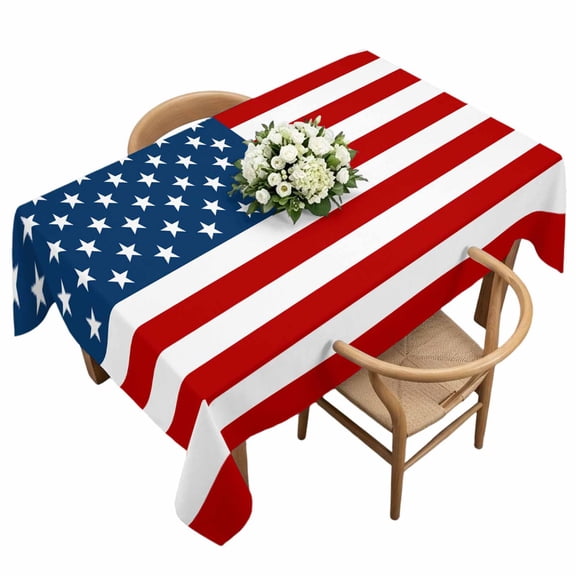 Waterproof Tablecloth USA Flag Independence Day Rectangle Table Cloth 60x120in,Wipeable Washable Table Cover Patriotic Stars and Stripes Tablecloths for Dining Tables Kitchen Picnic Camping Ourdoor