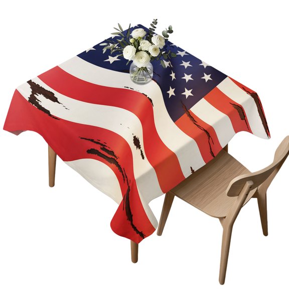 Waterproof Tablecloth USA Flag Independence Day Square Table Cloth 54x54in,Wipeable Washable Table Cover Memorial Day Stripes and Stars Tablecloths for Dining Tables Kitchen Picnic Camping Ourdoor