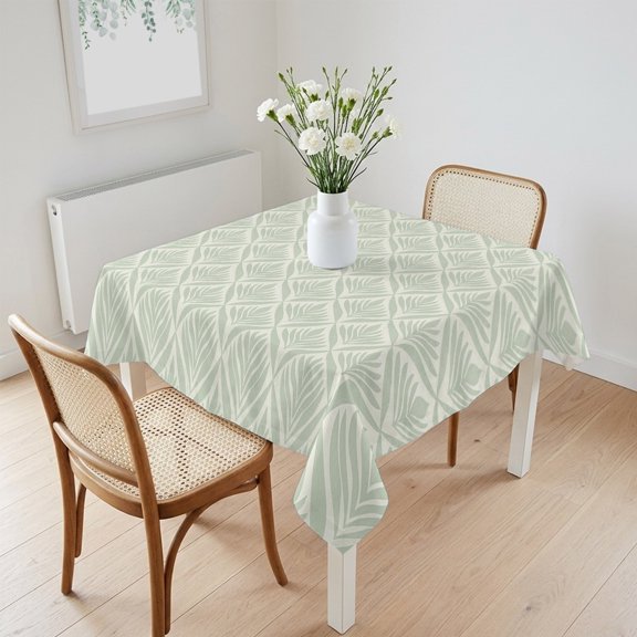 Waterproof Tablecloth Watercolor Abstract Sage Green Petal Square Table Cloth 60x60in,Wipeable Washable Table Cover Geometric Floral Botanical Tablecloths for Dining Tables Kitchen Picnic Ourdoor