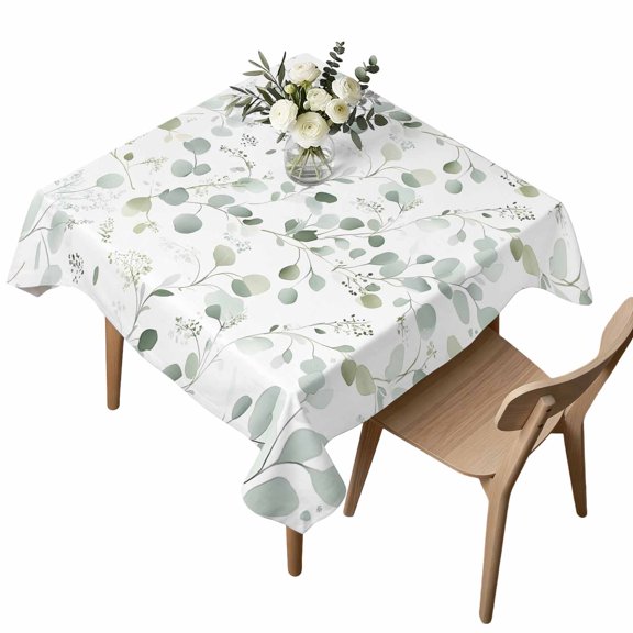 Waterproof Tablecloth Watercolor Eucalyptus Leaf Square Table Cloth 54x54in,Wipeable Washable Table Cover Rustic Sage Green Leaves Tablecloths for Dining Tables Kitchen Picnic Camping Ourdoor Party