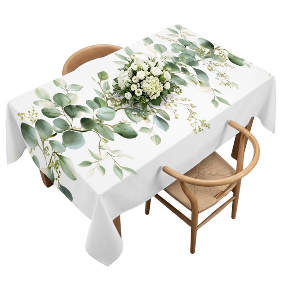 Waterproof Tablecloth Watercolor Farm Eucalyptus Leaves Rectangle Table Cloth 60x120in,Wipeable Washable Table Cover Rustic Green Foliage Leaf Tablecloths for Dining Tables Kitchen Picnic Ourdoor