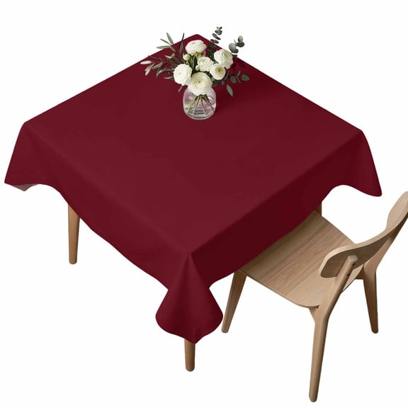 Waterproof Tablecloth Wine Red Dark Maroon Square Table Cloth 54x54in,Wipeable Washable Table Cover Burgundy Red Tablecloths for Dining Tables Kitchen Picnic Camping Ourdoor Party