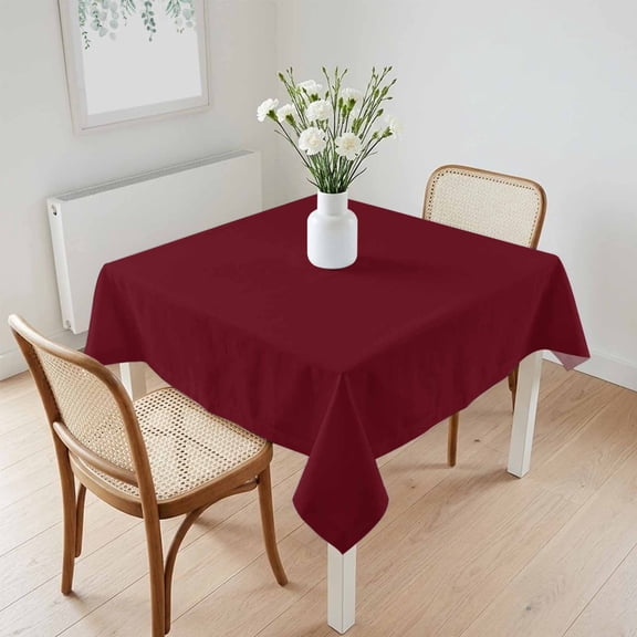 Waterproof Tablecloth Wine Red Dark Maroon Square Table Cloth 60x60in,Wipeable Washable Table Cover Burgundy Red Tablecloths for Dining Tables Kitchen Picnic Camping Ourdoor Party