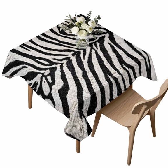 Waterproof Tablecloth Zebras Tiger Stripes Square Table Cloth 54x54in,Wipeable Washable Table Cover Abstract Animal Print Tablecloths for Dining Tables Kitchen Picnic Camping Ourdoor Party