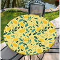 thumbnail image 1 of Waterproof Tablecloth with Elastic Tablecloth for Round Tables 36"-70" for Indoor Outdoor Patio Use, 36Inch, Lemon, 1 of 6