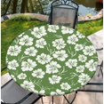 thumbnail image 1 of Waterproof Tablecloth with Elastic Tablecloth for Round Tables 36"-70" for Indoor Outdoor Patio Use, 52Inch, Green Flower, 1 of 6
