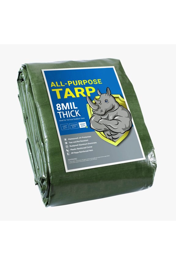 Waterproof Tarpaulin with Grommets, 0.91m Grommet Spacing, Durable Multipurpose Cover for Rooftops, Camping, Patio, Pool, Boats and Vehicle Protection