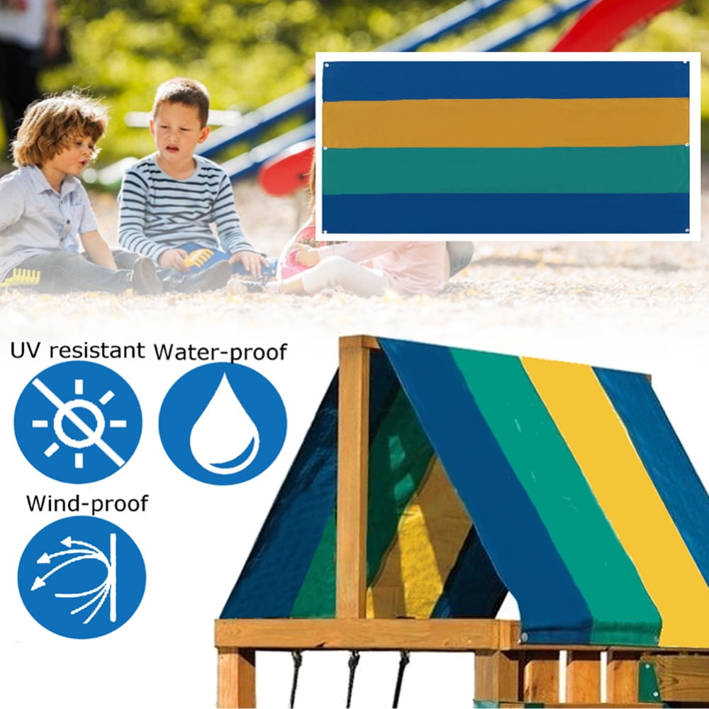 Waterproof Tent Roof Cover Printed Strips Playground Swing Set Replacement Tarp.