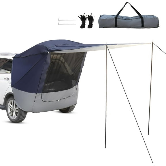 Waterproof Tent, Silver Tape Hardcore SUV Rear Tent Camping Tent Navy Blue Dark Gray