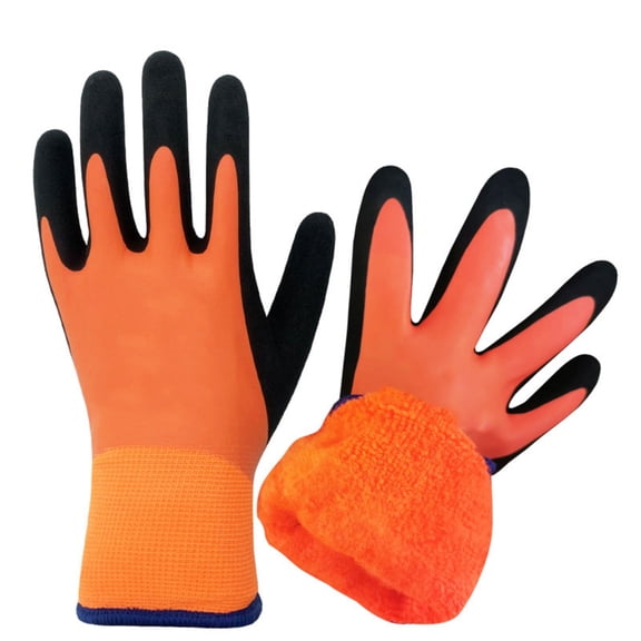 Waterproof Thermal Work Gloves with Insulated Warm Liner Double Latex Coated Anti Slip Grip Freezer Gloves for Men Women