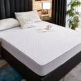 thumbnail image 1 of Waterproof Thicken Mattress Pad Protector Adjustable Fitted Sheets Bed Covers Anti-bacterial Pad for Bed 120x200 160x200 180x200 (WHITE,160x200x30cm), 1 of 7