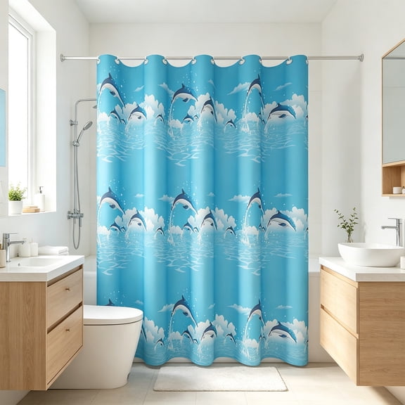 Waterproof Thickened Shower Curtain, Sea Inspired Bathroom Partition — 70.9x70.9 Inch Eva Wash Space Barrier With Convenient Hanging Rings