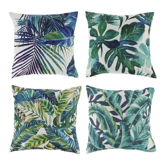 Waterproof Throw Pillow Covers 4 Pcs 18x18 Inch Tropical Plant Cushion Case (4pcs )