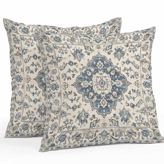 Waterproof Throw Pillow Covers Set of 2, 16x16 Inch Blue Boho Decorative Pillowcases Outdoor Pillow Slip Cushion Covers Set for Couch Tent Vintage Southwestern Ethnic Geometric