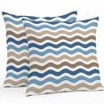 thumbnail image 1 of Waterproof Throw Pillow Covers Set of 2, 16x16 Inch Blue Brown White Ombre Decorative Pillowcases Outdoor Pillow Slip Cushion Covers Set for Couch Tent Modern Geometric Gradient Ocean Striped, 1 of 7