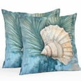 thumbnail image 1 of Waterproof Throw Pillow Covers Set of 2, 16x16 Inch Coastal Decorative Pillowcases Outdoor Pillow Slip Cushion Covers Set for Couch Tent Vintage Botanical Beach Nautical Shell, 1 of 7