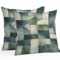 thumbnail image 1 of Waterproof Throw Pillow Covers Set of 2, 16x16 Inch Green Teal Geometric Decorative Pillowcases Outdoor Pillow Slip Cushion Covers Set for Couch Tent Abstract Art Modern, 1 of 7