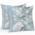thumbnail image 1 of Waterproof Throw Pillow Covers Set of 2, 16x16 Inch Light Blue White Floral Decorative Pillowcases Outdoor Pillow Slip Cushion Covers Set for Couch Tent Retro Botanical Flower, 1 of 7