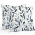thumbnail image 1 of Waterproof Throw Pillow Covers Set of 2, 16x16 Inch Navy Blue Botanical Decorative Pillowcases Outdoor Pillow Slip Cushion Covers Set for Couch Tent Pastoral Spring Leaves Watercolor, 1 of 7