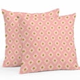 thumbnail image 1 of Waterproof Throw Pillow Covers Set of 2, 16x16 Inch Pink Boho Decorative Pillowcases Outdoor Pillow Slip Cushion Covers Set for Couch Tent Aztec Southwest Geometric Ethnic Motifs, 1 of 7