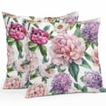 thumbnail image 1 of Waterproof Throw Pillow Covers Set of 2, 16x16 Inch Pink Floral Blossom Decorative Pillowcases Outdoor Pillow Slip Cushion Covers Set for Couch Tent Spring Vintage Botanical Flowers, 1 of 7