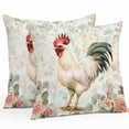thumbnail image 1 of Waterproof Throw Pillow Covers Set of 2, 16x16 Inch Vintage Rooster Decorative Pillowcases Outdoor Pillow Slip Cushion Covers Set for Couch Tent Watercolor White Animals Spring Floral, 1 of 7