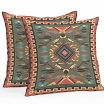 Waterproof Throw Pillow Covers Set of 2, 16x16 Inch Vintage Southwest Decorative Pillowcases Outdoor Pillow Slip Cushion Covers Set for Couch Tent Ethnic Modern Geometric