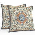 thumbnail image 1 of Waterproof Throw Pillow Covers Set of 2, 18x18 Inch Orange Blue Ethnic Rustic Decorative Pillowcases Outdoor Pillow Slip Cushion Covers Set for Couch Tent Boho Southwestern Heritage, 1 of 7
