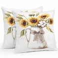thumbnail image 1 of Waterproof Throw Pillow Covers Set of 2, 18x18 Inch Sunflower Decorative Pillowcases Outdoor Pillow Slip Cushion Covers Set for Couch Tent Botanical Garden Florals Cottagecore Plant, 1 of 7