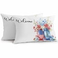 thumbnail image 1 of Waterproof Throw Pillow Covers Set of 2, 20x12 Inch 4th of July Decorative Pillowcases Outdoor Pillow Slip Cushion Covers Set for Couch Tent Independence Day Spring Floral American Flag, 1 of 7